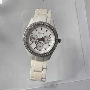 Fossil Women's Ivory Watch with Crystal Bezel